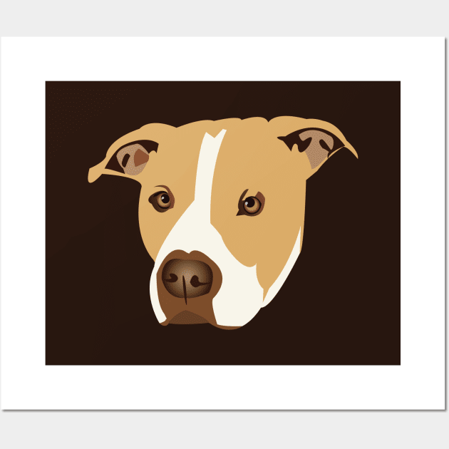 Brown and White Pit Bull Wall Art by KCPetPortraits